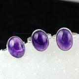 SVP961-Wholesale Lot Amethyst Cab Gemstone Trendy 3 Pcs Ring Set